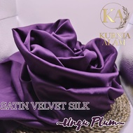 ½ meter Kain Satin Velvet Super Silk Premium Warna UNGU PLUM by Roberto Import Murah Grosir Lebar 15