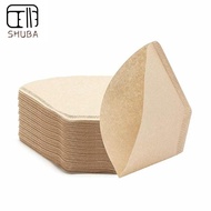 SHUBA ทำด้วยไม้ 101 แผ่นกรอง เป็นมิตรกับสิ่งแวดล้อม ไม่ได้ฟอก เครื่องชงกาแฟ ถุงกรอง กระดาษหยดมือ กระดาษกรอง ตัวกรองกาแฟ