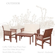 🇲🇾 Outdoor Wooden Furniture 1 seater Armchair/2 seater Bench with coffee table set, Set Perabot Tama