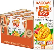 Kagome Yasai Seikatsu100 Carrot and Mango Vegetable and Fruit Mixed Juice, 200ml (Pack of 12)