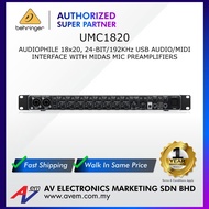 BEHRINGER UMC1820 Audiophile 18x20, 24-Bit/96 kHz USB Audio/MIDI Interface with Midas Mic Preamplifi
