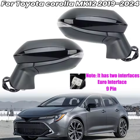 9 Pins Rearview Mirror Assembly For Toyota Corolla E21 E210 MK12 2019 2020-2024 Black Euro Interface