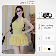 Women's turtleneck lace dress with squash shape MUNNY CLOTHING 4-way stretch cotton flared dress 437