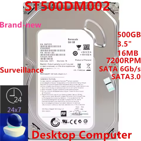 New Original HDD For SEAGATE 500GB SATA 3.5" 16MB 7200RPM For Internal Hard Disk For Desktop Compute