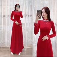 Bridal ao dai, modern wedding dress, engagement ao dai, wedding ao dai, luxury and noble red beaded 
