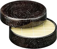 Fukui Craft Buckwheat Plate, Black, Φ8.5 x 2.2 inches (21.5 x 5.7 cm), DX Round Strainer for Udon, B