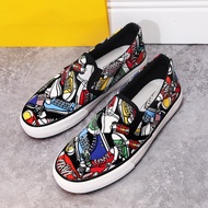 Giày Vải Graffiti Giày Nam Thanh Niên Phong Cách Hàn Quốc Cổ Thấp Giày Lười Xỏ Chân Giày Nam Giày Th