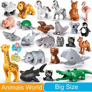 Big Size Animal Building Blocks Compatible Lego Duplo Animal Accessories Figures Block Lion Panda DI