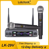 Professional Wireless Microphone system Dual Channel UHF Fixed Frequency Cordless Handheld Dynamic Mic For Karaoke Party Church