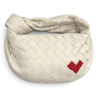 成色極佳★BOTTEGAVENETA Bottega Veneta 777607 迷你 Jodie 心形編織皮革手提包 白色RED意大利製造 女士 帶防塵袋