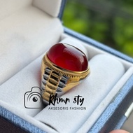 Cool red baron agate ring