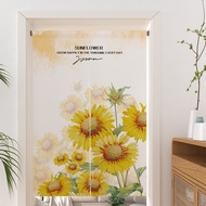 [特價]【三房兩廳】清新油畫風日式棉麻門簾 向日葵 對開式 85x180cm