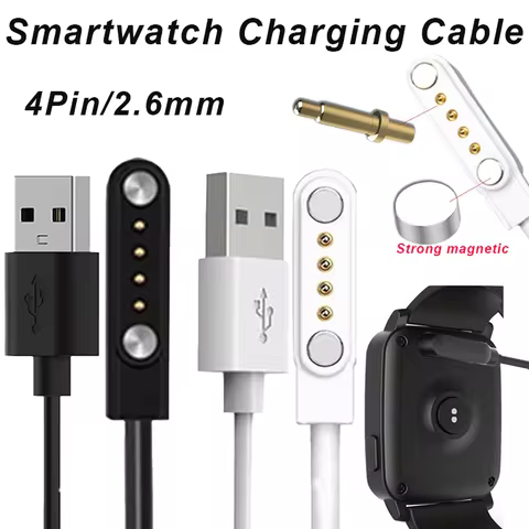 Universal Charging Cable 4 Pin Magnetic Cable Cord for Smart Watch GT88 GT68 KW08 KW18 KW88 KW98