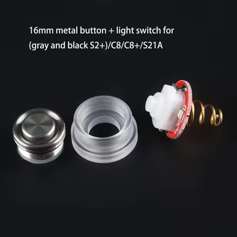 16mm Metal Button Light Switch Kit for Replacing Silicone Buttons Suitable for Convoy (Gray and Blac
