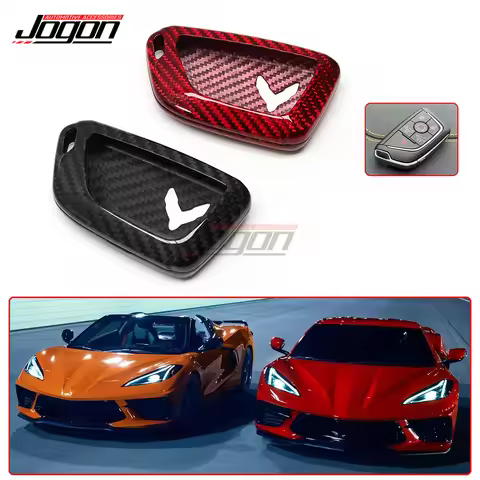 Real Carbon Fiber Car Key Case Shell Fob Auto Interior Trim Accessories For Corvette C8 Coupe Conver