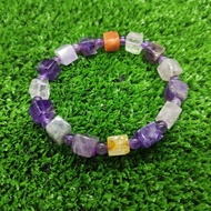 Natural Grade AA 10mm Purple Auralite 23 Cube Crystal Bracelet