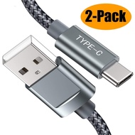(Black) Snowkids TYPE C Cable 3.3Ft(1M) Nylon Braided Cord(2 PACK) Type-C to USB Charger -Metal Conn