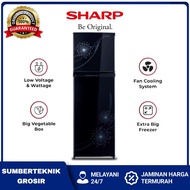 Kulkas SHARP 2 Pintu Sj-317mg-db Sj 317mg Sj 317 Lemari es 256 / 237 Liter Shine Magneglass Firework