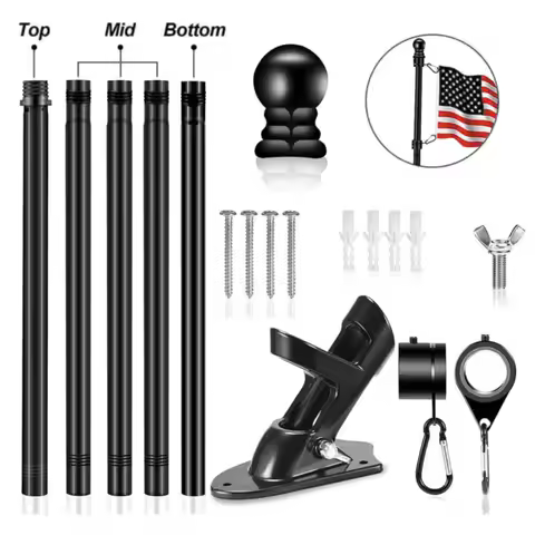 6ft Portable Wall Mounting Wall Bracket Base Banner Rack Flagpole Flag Pole Holder Telescopic Flag P