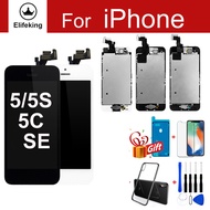 หน้าจอทั้งชุดสำหรับ iPhone 5 5S 5c SE 6 6P 6S Plus 7 8 Plus จอแสดงผล LCD พร้อมปุ่มโฮมลำโพงหูฟังกล้องด้านหน้าประกอบเต็มรูปแบบ + กระจกเทมเปอร์ + เครื่องมือซ่อม