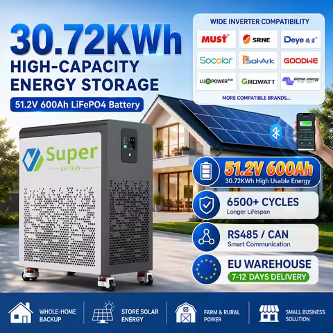 LiFePO4 48V 600Ah 30Kwh Battery Pack 6500+ Cycles Bluetooth BMS Solar AKKU 51.2V 300Ah 15Kwh 100Ah 5