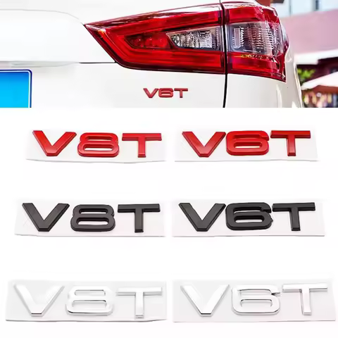 3D Metal V6T V8T Side Fender Emblem Tail Trunk Logo Badge Sticker Car Styling For Audi A3 A4 A5 A6 A