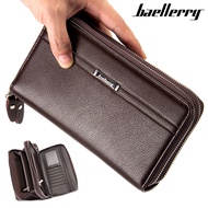 Baellerry กระเป๋าสตางค์ผู้ชายหนัง PU,กระเป๋าถือซิปมีสายคล้องมือความจุขนาดใหญ่กระเป๋าเงินผู้ชายแบบธุรกิจสีพื้นหรูหราปี2021
