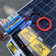 ชุดนอนนาพร้อมใช้ 24v 6000w 24V to 220V ชาร์จเจอร์ 60A มีกันฟ้าผ่า แผง 340w แบตเตอรี่ 50ah 2 ลูก Po