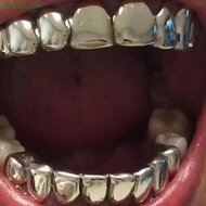 NOVALINK Teeth Grillz Caps, Eco-friendly Copper Glossy  Teeth Grillz Top Bottom Set, Unisex Shiny Si