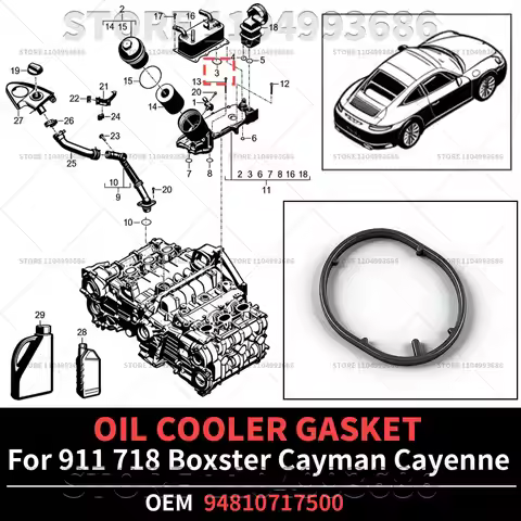 For Porsche 911 (997 991 992) 718 Boxster Cayman (987 981 982) Cayenne (9PA) OIL COOLER GASKET OEM 9