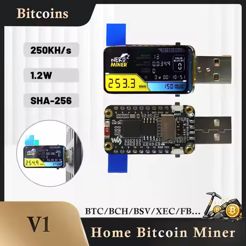 NerdMiner USB Bitcoin Miner 250KH/s Mini BTC Solo Lottery Mining Machine with Smart LCD Display DIY 