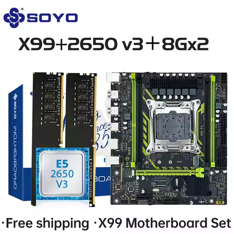 SOYO X99 Motherboard Kit With Intel Xeon E5 2650 V3 CPU & Dual-channel DDR4 8Gx2 2133MHz ECC RAM for