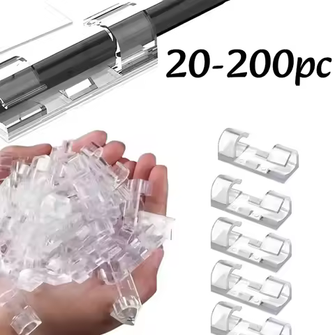 20-200pc Self Adhesive Cable Management Clip Clear Plastic Cable Clips for Cable Management TV PC US