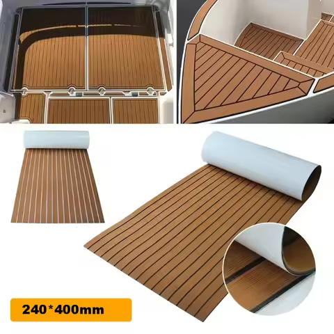 2400*400mm Self-Adhesive EVA Foam Boat Marine Flooring Faux Teak Decking Sheet Striped Yacht Marine 