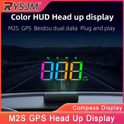 M2S HUD Head Up Display GPS Digital Speedometer Windshield Projector Plug to Play Car Compass Speed 