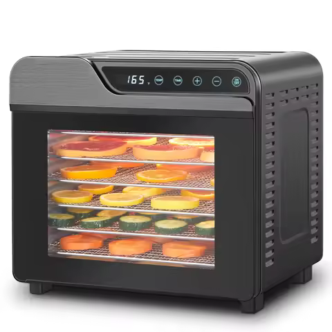 8-Tray Stainless Steel 625W, 165°F for Jerky/Fruit/Dog Treats, 50 Recipes, ≤48dB, Auto Shutoff, Dish