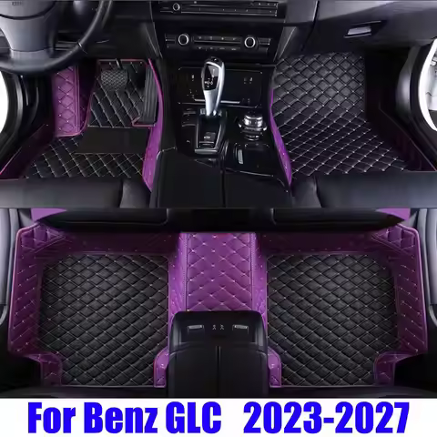 Car Leather Floor Mats For Mercedes Benz GLC 300 350e 2023 2024 2025 2026 2027 Auto Front Rear Row F
