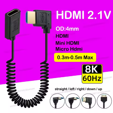 90 Degree Angle Extreme Slim/Thin 8K60HzUltra HDMI M-F High Speed 4K HD Micro Mini HDMI Male To Fema