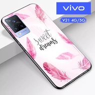 Softcase Glass Kaca VIVO V21 4G VIVO V21 5G [M128] Quotes Pastel Casing HP VIVO V21 4G - kesing HP V