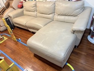 芝華仕 米白色 L型真皮梳化 L型 真皮梳化 梳化 貴妃椅 單電鉸 cheers leather sofa L shape L-shape l shape