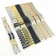 In Stock Seven Bead Stainless Steel Solid Watch Strap19mm Flat Mouth to Rounded Mouth20mm Black doub