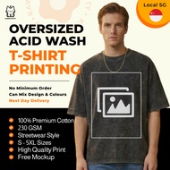 SG Custom T-shirt Printing Acid Wash Oversized 230GSM | Customized T-shirt