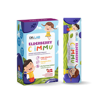 DR.LAB Elderberry C Immu อาหารเสริมสำหรับเด็ก เสริมภูมิคุ้มกัน ด้วยวิตามินซี รสเบอรี่ เด็กชอบ ทานง่า