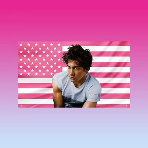 J-Jake Gyllenhaal Flag Vintage Hot Guy Tapestry Pink flag Background Cloth Holiday Home Party Living