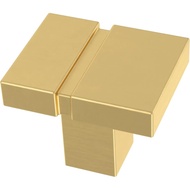 Franklin Brass Asymmetric Notched Cabinet Knob, Brushed Brass, 1-1/4 in (32mm) Dresser Drawer Pull, 