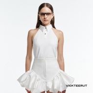 VICKTEERUT (ราคาปกติ 4850 -.) Polo Collar Sleeveless Blouse เสื้อแขนกุด คอโปโล