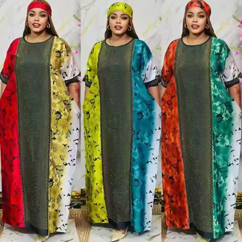 New Fashion Middle East Casual Long Sleeve Robe African Embroidery Loose Ankara Abaya Women Dress
