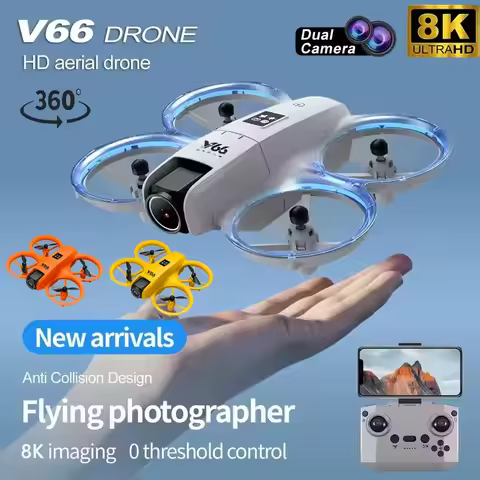 V66 Mini NEW Drone 8K Profession HD Wide Angle Camera WiFi FPV RC Dron Height Keep Helicopter Foldab