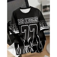 Short-sleeved black 77 Flame Sports Street Top