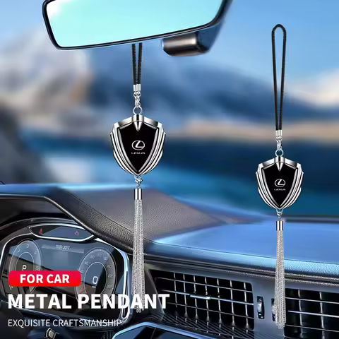 3D Metal Logo Badge Car Rear View Mirror Pendant Ornament For Lexus F SPORT GS GX IS LS LX CT LC LBX